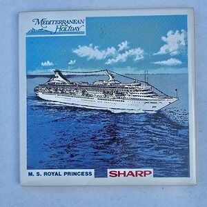 Sharp Mediterranean Holiday MS Royal Princess Cruise Ship Ceramic Cork Coaster